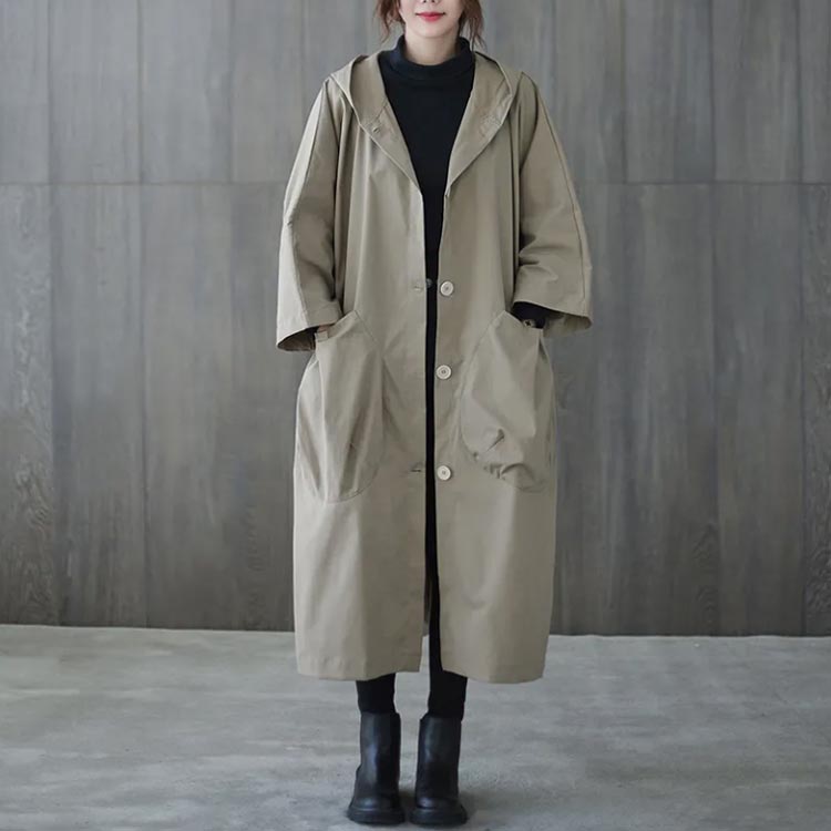 Mod's Coat хлопок . женский весеннее пальто тонкий пальто Mod's Coat тренчкот с капюшоном . длинное пальто длинный рукав длинный свет внешний 