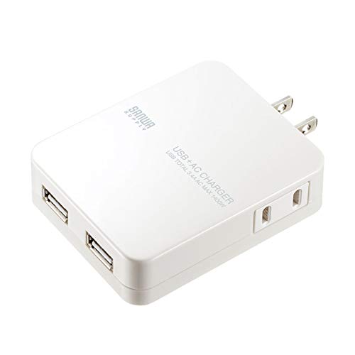 SANWA SUPPLY SANWA SUPPLY ACコンセント付きUSB充電器（2ポート・合計3.4A） ACA-IP59W （ホワイト） USB ACアダプターの商品画像