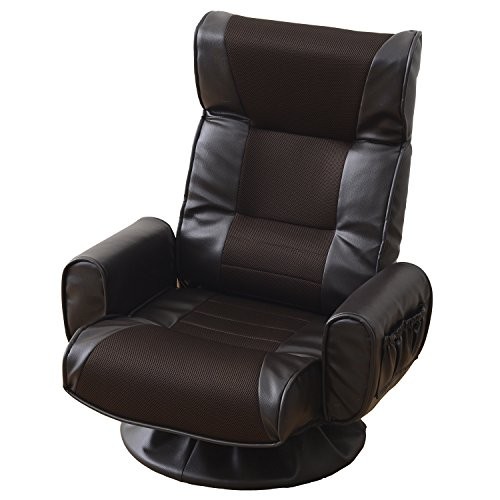 山善 肘掛付き回転座椅子 W690×D630×H810mm WHS-70H ダークブラウン色 座椅子、高座椅子の商品画像