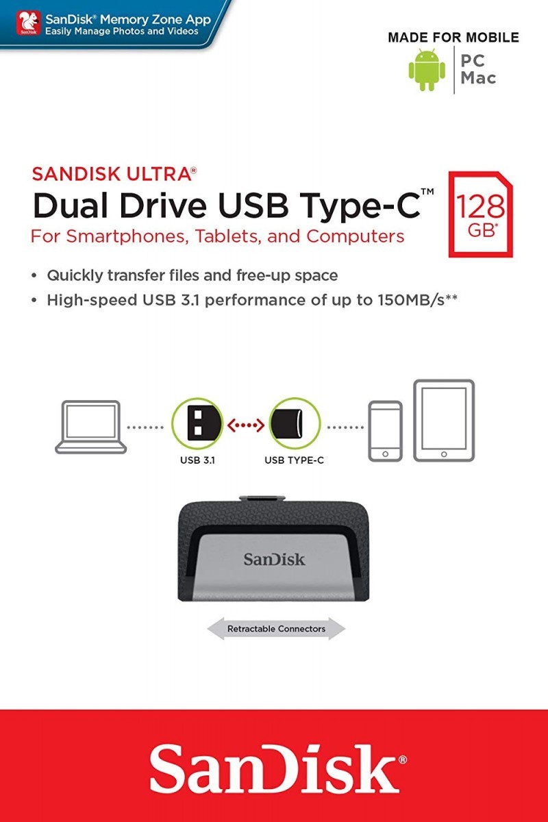  бесплатная доставка SanDisk SanDisk USB3.1 соответствует Type-C & Type-A двойной коннектор установка R:150MB/s SDDDC2-128G-G46 [ за границей li tail товар ]( почтовая доставка 4.. бесплатная доставка )