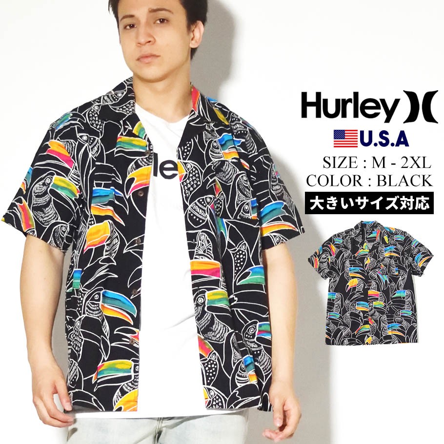 HURLEY ハーレー 総柄シャツ メンズ 鳥 半袖 サーフ系 ストリート ファッション FLOURISH SHORT SLEEVE CN5290