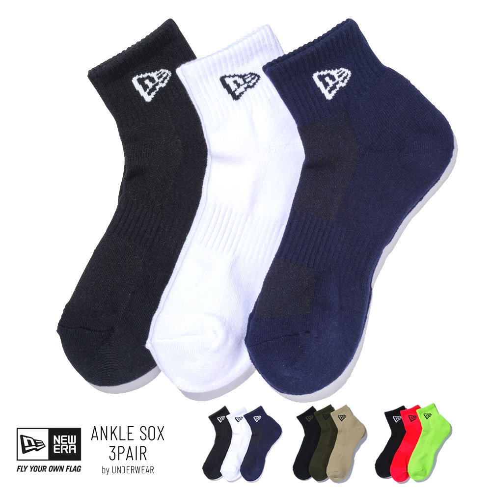 ニューエラ New Era クルーソックス メンズ 靴下 3足組 アンクルソックス 3ペア マルチ メンズカジュアルファッション通販deep