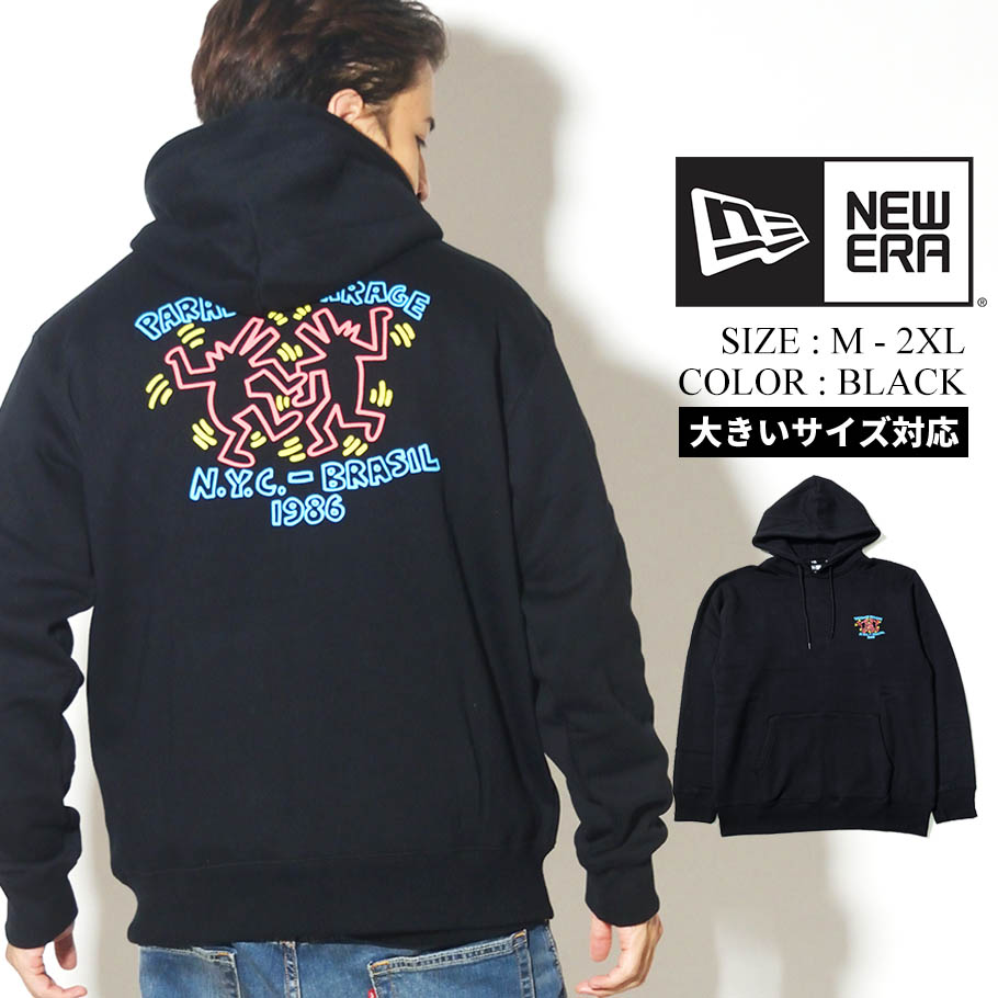 New Era ニューエラ 裏起毛 スウェット プルオーバー フーディー Keith Haring キース へリング パラダイス ブラック ファッション メンズ カジュアル ストリート系 B系ファッション 通販