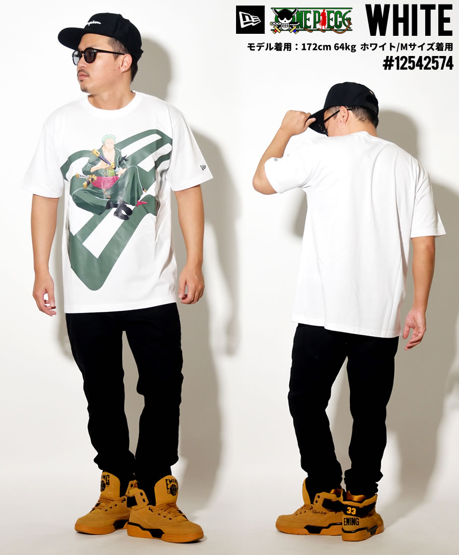 New Era ニューエラ 半袖 コットン Tシャツ One Piece ワンピース ロロノア ゾロ ズームアップロゴ ホワイト レギュラーフィット ファッション メンズ カジュアル ストリート系 B系ファッション 通販