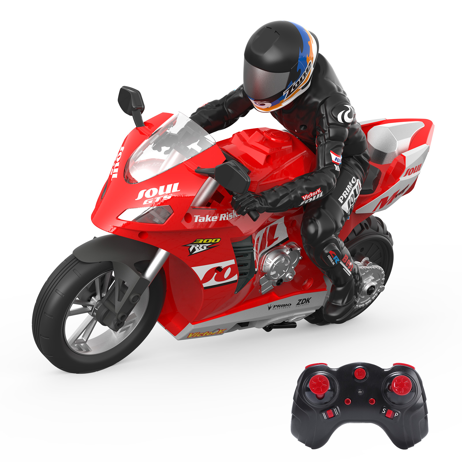  radio-controller bike radio-controller motorcycle DEERC radio controlled car RC Stunt toy 1/6 automatic balance 6 axis Gyro installing . wheel possible to run talent drift Christmas present 