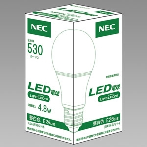 30個 NEC LDA5N-G/2-キキ LED電球 白昼色 530lm E26 NECライティング LIFELED S LEDランプ 一般電球形 LDA5N-G/2-キキ （昼
