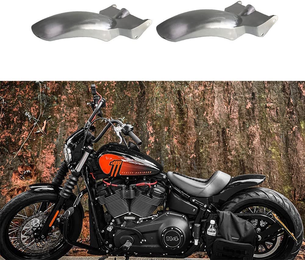 Hoprousa Motorcycle Rear Fender Steel Unpainted Short Mudguard with Lights 180mm Tires for Harley 2018-2022 Softail Street Bob Low Rider Fat Bob Sp