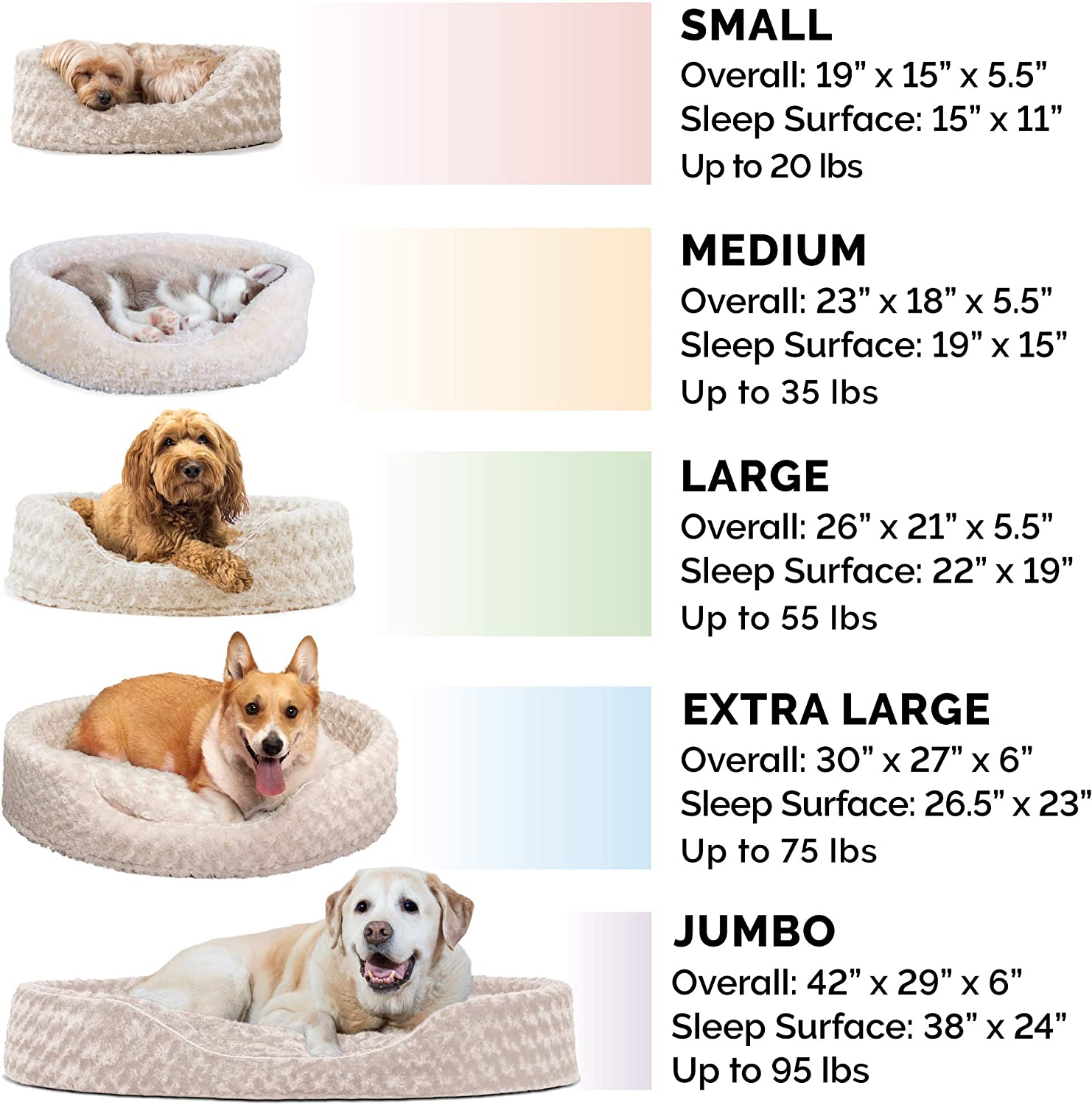 Furhaven Pet Bed for Dogs and Cats - Ultra Plush Curly Fur Oval Cuddler Dog Bed with Removable Washable Cover and Pillow Cushion Cream Jumbo (XX-