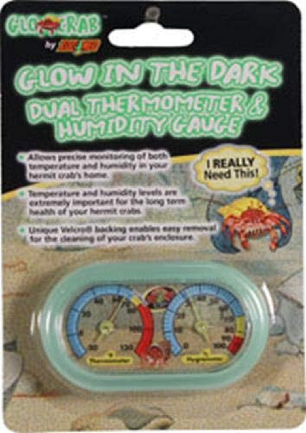 Zoo Med Hermit Crab Home Dual Thermometer &amp; Humidity Gauge Glow in the Dark параллель импортные товары 