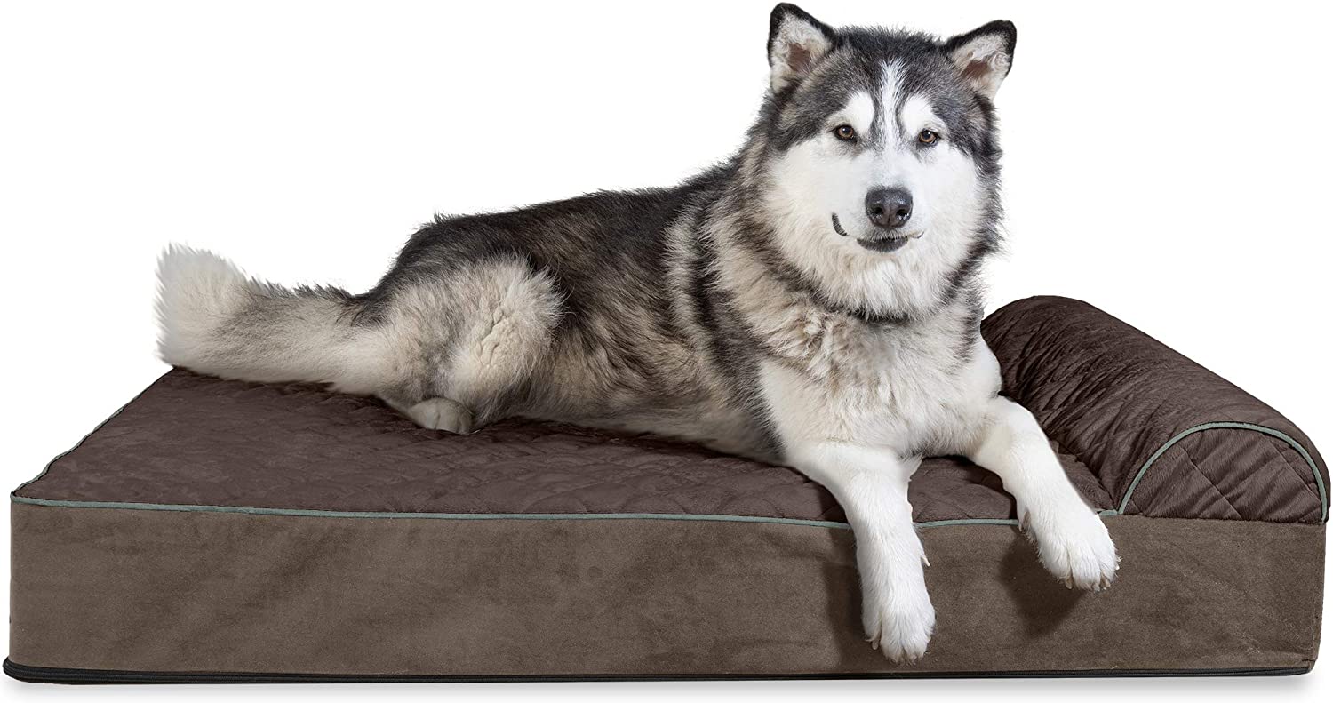 Furhaven 3XL Orthopedic Dog Bed Goliath Quilted Faux Fur &amp; Velvet Chaise w/ Removable Washable Cover - Espresso 3XL parallel imported goods 