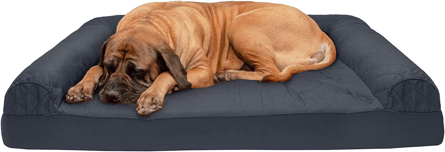 Furhaven XXL Cooling Gel Foam Dog Bed Quilted Sofa-Style w/ Removable Washable Cover - Iron Gray Jumbo Plus (XX-Large) parallel imported goods 
