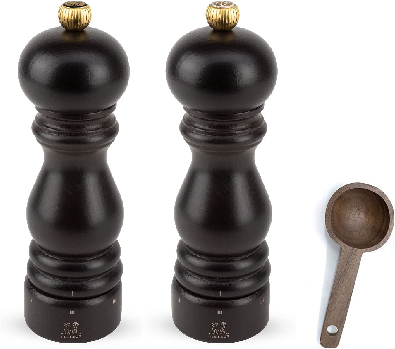 Peugeot Paris u'Select Salt &amp; Pepper Mill Gift Set Chocolate - With Wooden Spice Scoop (7 Inch) parallel imported goods 