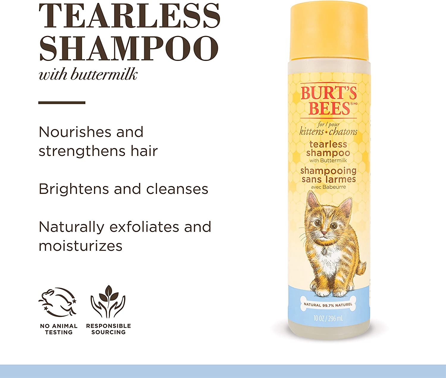 Burt's Bees for Kittens Natural Tearless Shampoo with Buttermilk | Cat Sham
