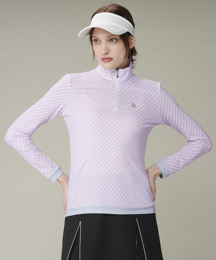  официальный Lanvin sport половина Zip выше рубашка с длинным рукавом женский . пот скорость .UV cut Golf одежда VG4FLS01L 24FW