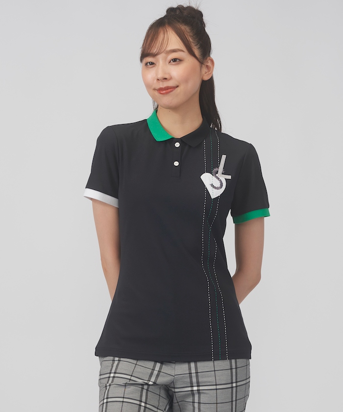  официальный Lanvin sport рубашка-поло с коротким рукавом женский . пот скорость . солнечный экран UV cut Golf одежда VLX1543W3 24SS