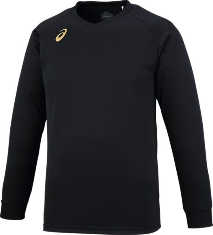 asics Asics PRACTICE LONG SLEEVE TOP BLACKXGOLD S XW6747 9068 | спорт волейбол мужской женский чёрный S верх стрейнер рубашка длинный рукав 