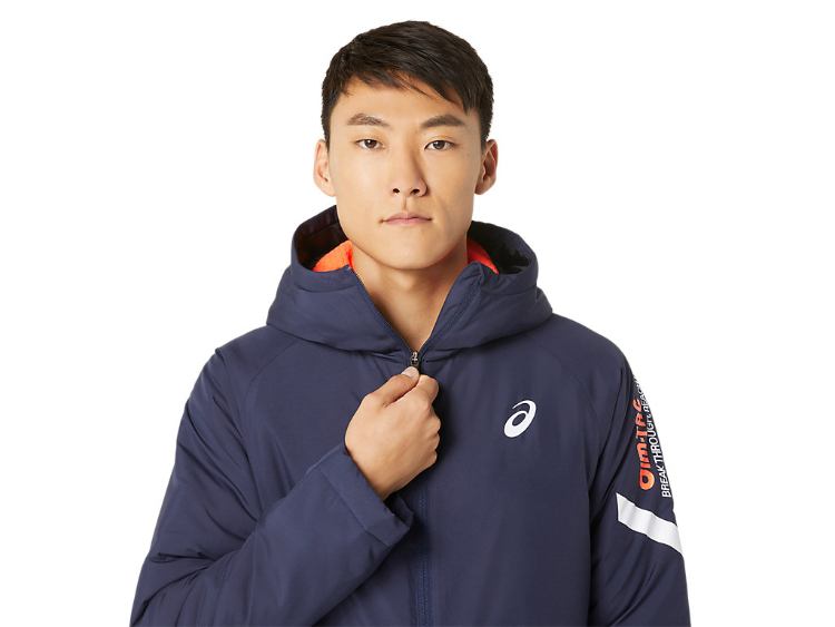 asics Asics A-I-M WIND BREAKER PATTED midnight 2XL 2031E277 400 | спорт мужчина мужской пальто . температура повышение температуры материалы mre уменьшение карман тренировка 