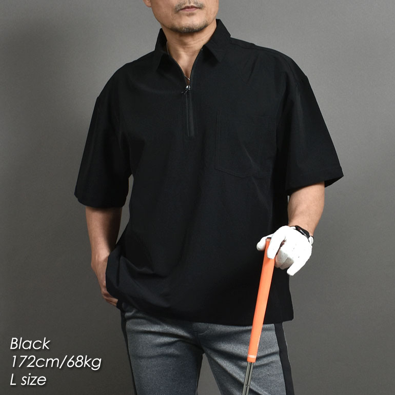  Golf polo-shirt men's Golf wear ZIP Zip polo-shirt short sleeves large size big Silhouette stylish tops spring summer sun ta Lee toCG-SP402