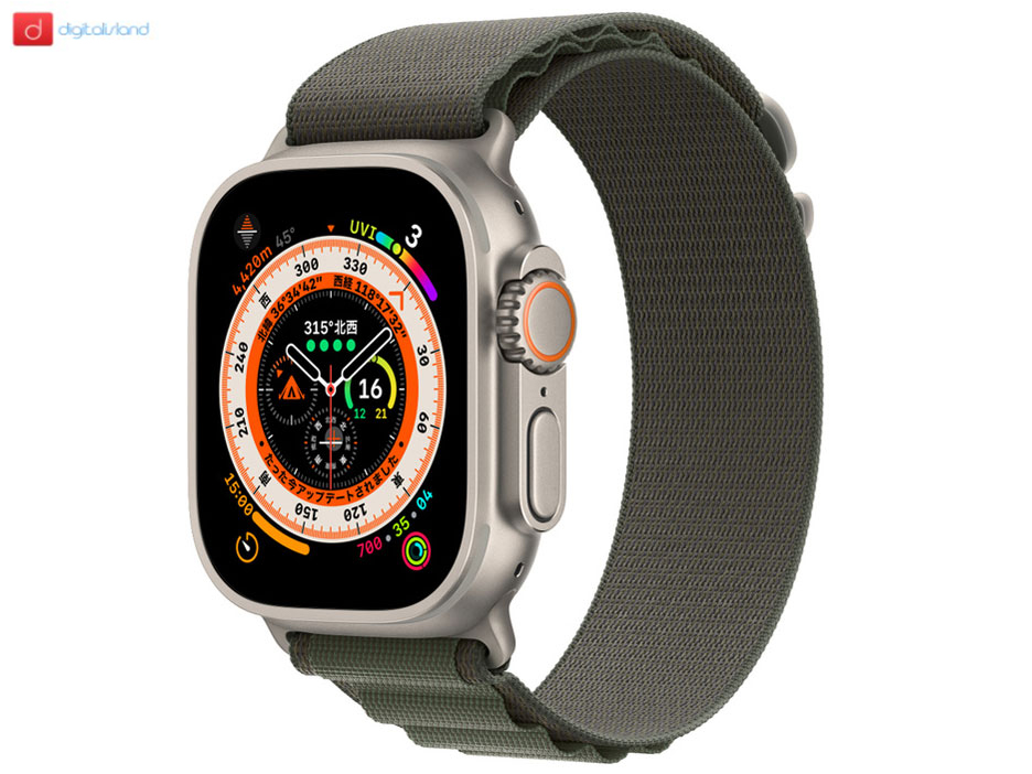 Apple Apple Watch Ultra GPS＋Cellularモデル 49mmチタニウムケースとグリーンアルパインループ L MQFP3J/A Apple Watch Apple Watch Ultra スマートウォッチ本体の商品画像