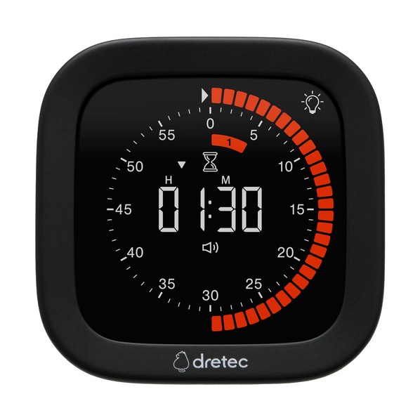 ドリテック 公式 ビジュアルタイマー キッチンタイマー 無音 長時間 USBケーブル 振動 勉強 仕事 受験 ダイヤル マグネット デジタルタイマー dretec T-648BKの商品画像