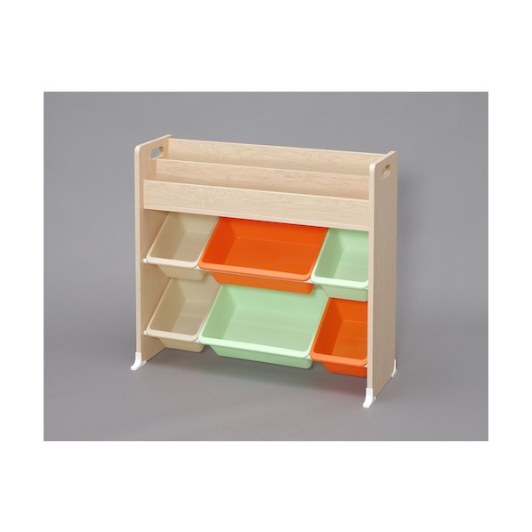 絵本棚付トイハウスラック W863×D347×H798mm ETHR-26 （キャロット）の商品画像