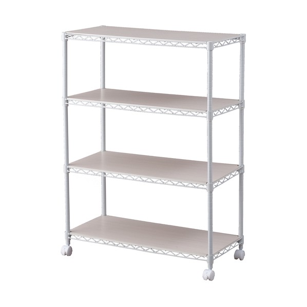 IRIS OHYAMA カラーメタルラック ウッドボード付き 幅75cm CMM-75104B