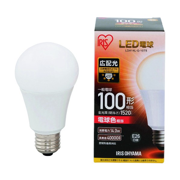 IRIS OHYAMA エコハイルクス LED電球 LDA14L-G-10T5 （電球色） エコハイルクス LED電球、LED蛍光灯 ...