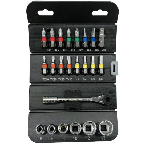 車載工具に最適 23点組 ロールチョイス 差込角1/4SQ ソケット＆ビットセット SIGNET 27002 (69-8589-57)の商品画像