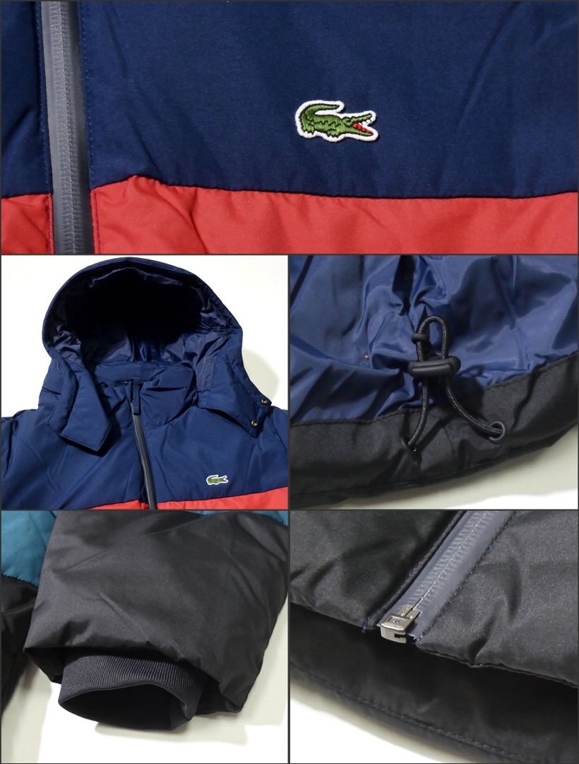 Lacoste ラコステ ダウンジャケット メンズ レディース 大きいサイズ カラ ブロック 止水ジップ ストリート系 ヒップホップ ファッション Bh9358 51 服 通販