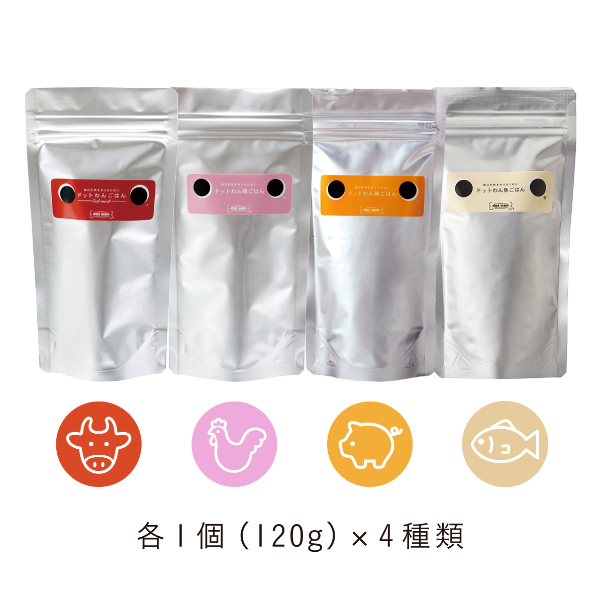 ドットわん ドットわんごはん4種お試しセット（120g×4種）×1セット