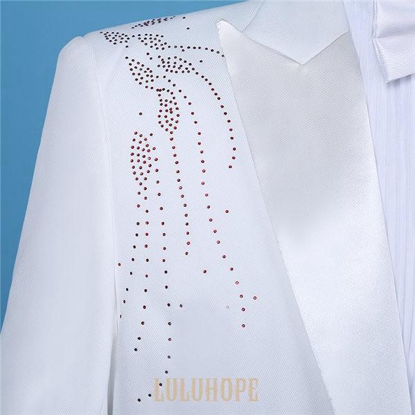  tailcoat white tuxedo for man suit . tail convention wedding musical performance . finger . person for production clothes .. sama stage costume karaoke Christmas fancy dress costume 