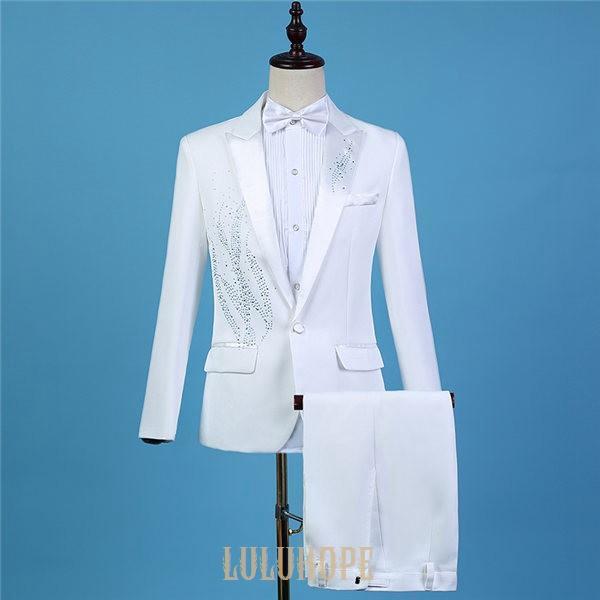 party suit tuxedo white for man suit convention wedding musical performance . finger . person for production clothes .. sama costume play clothes Christmas fancy dress costume 