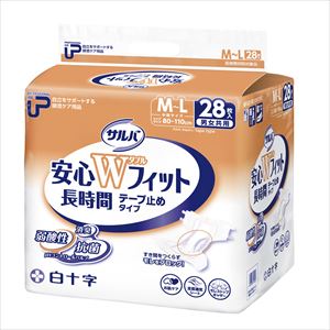 白十字 白十字 PU サルバ 安心Wフィット M-Lサイズ 28枚 × 1袋 サルバ 大人用おむつの商品画像