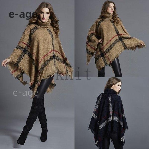  coat lady's autumn knitted poncho coat high‐necked do Le Mans sleeve chiek mantle large size stole pudding ji body type cover large size adult 30 fee 40 fee 