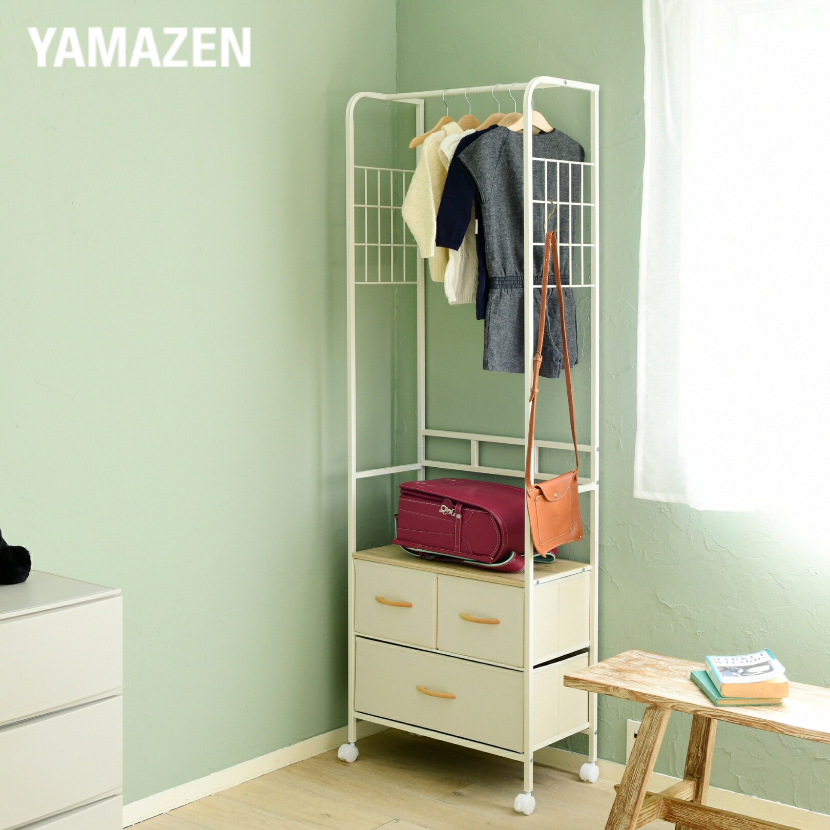  chest hanger rack with casters .3 step width 58 depth 29 height 175cm fabric chest wardrobe storage case storage box clothes case closet 