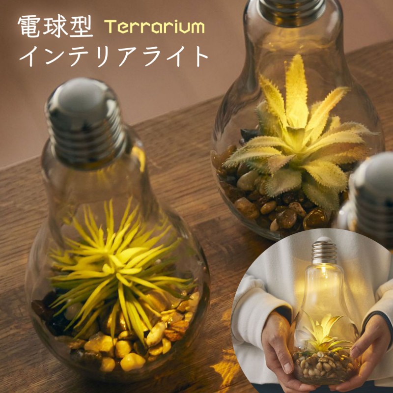 テーブルライト ライト 卓上 間接照明 照明 テラリウム 電球 植物 グリーン 電池式 リビング インテリア 玄関 寝室 かわいい おしゃれ 電球型 インテリアライト T ココチのくらし雑貨店 通販 Yahoo ショッピング