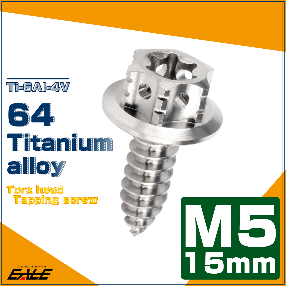 タッピングネジ M5×20mm チタン トルクス穴 フランジ付 ビス シルバー