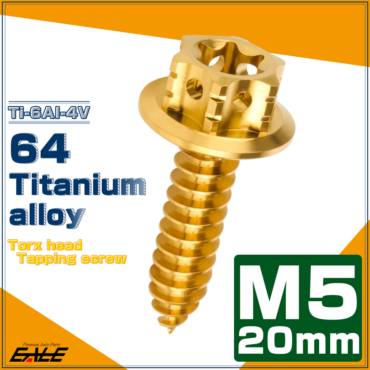 タッピングネジ M5×20mm チタン トルクス穴 フランジ付 ビス シルバー