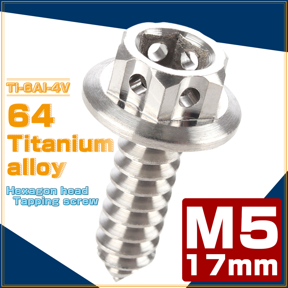 タッピングネジ M5×17mm チタン 六角ヘッド フランジ付 ビス