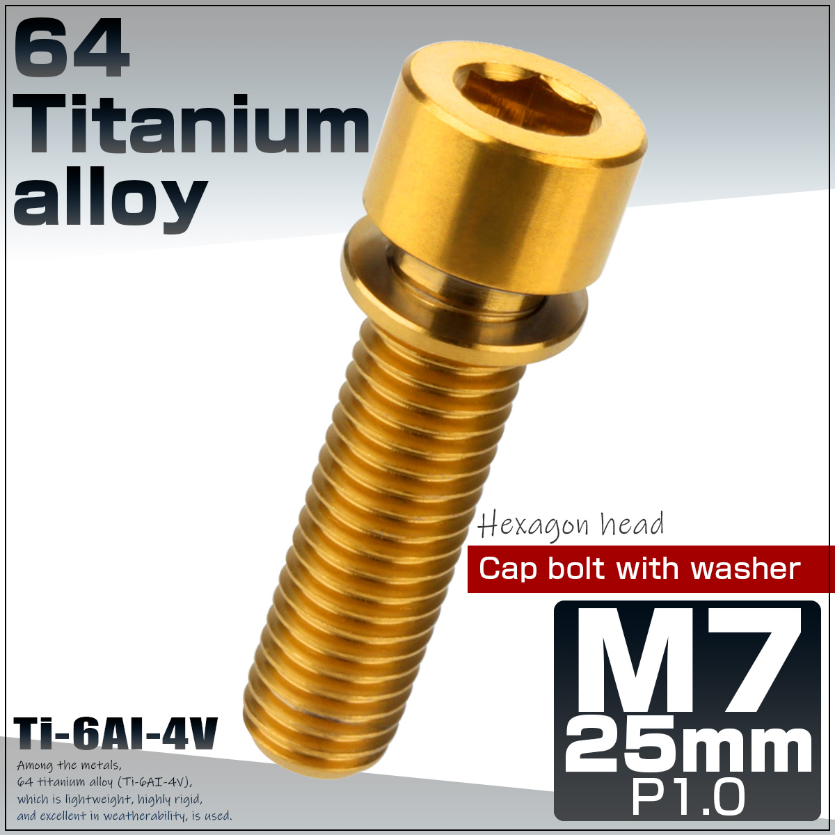 チタンボルト M7×25mm P1.0 ステムボルト キャップボルト 六角穴 チタンボルト M7×25mm P1.0 ステムボルト キャップボルト 六角穴