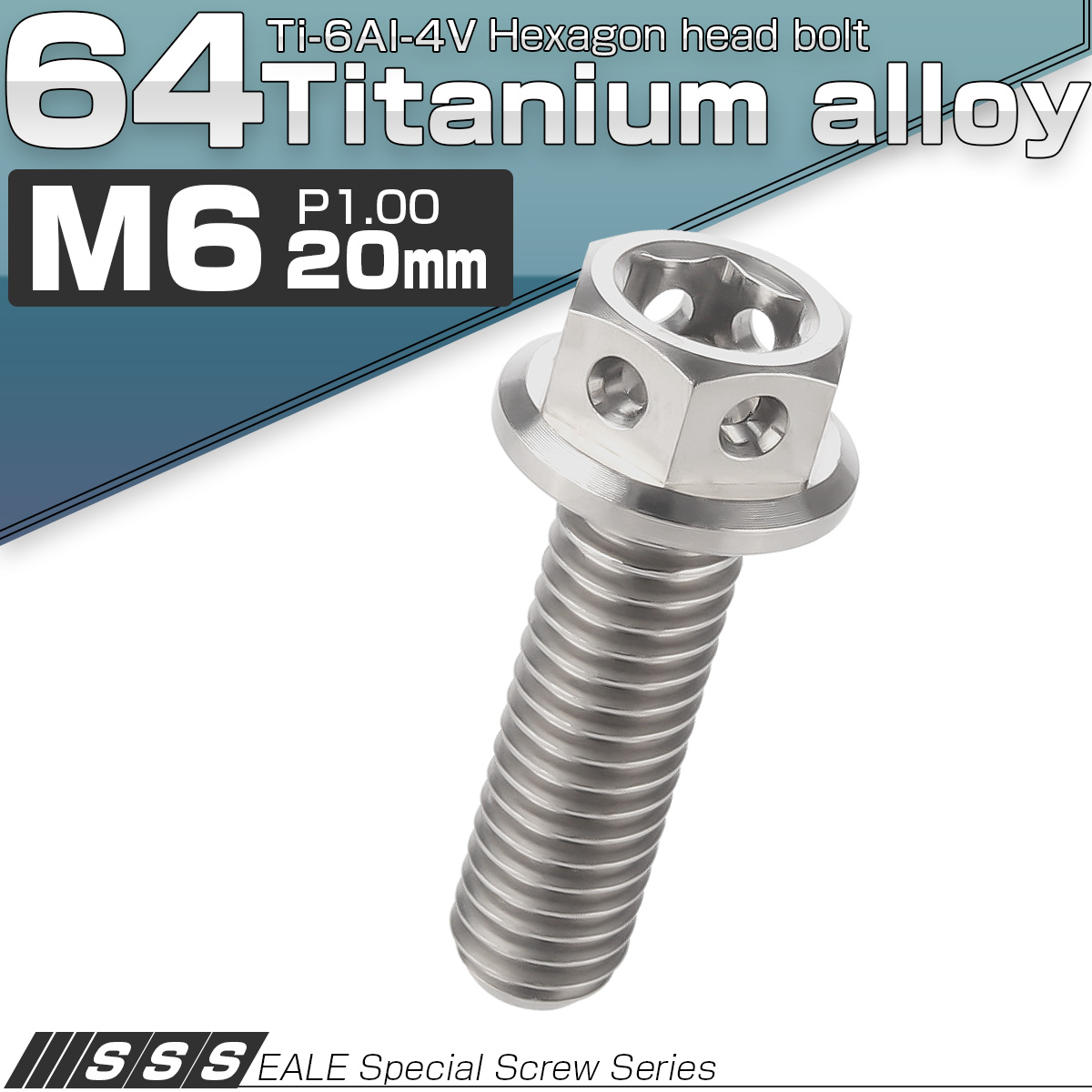 チタンボルト M6×20mm P1.0 六角ボルト 六角穴付き フランジ付き