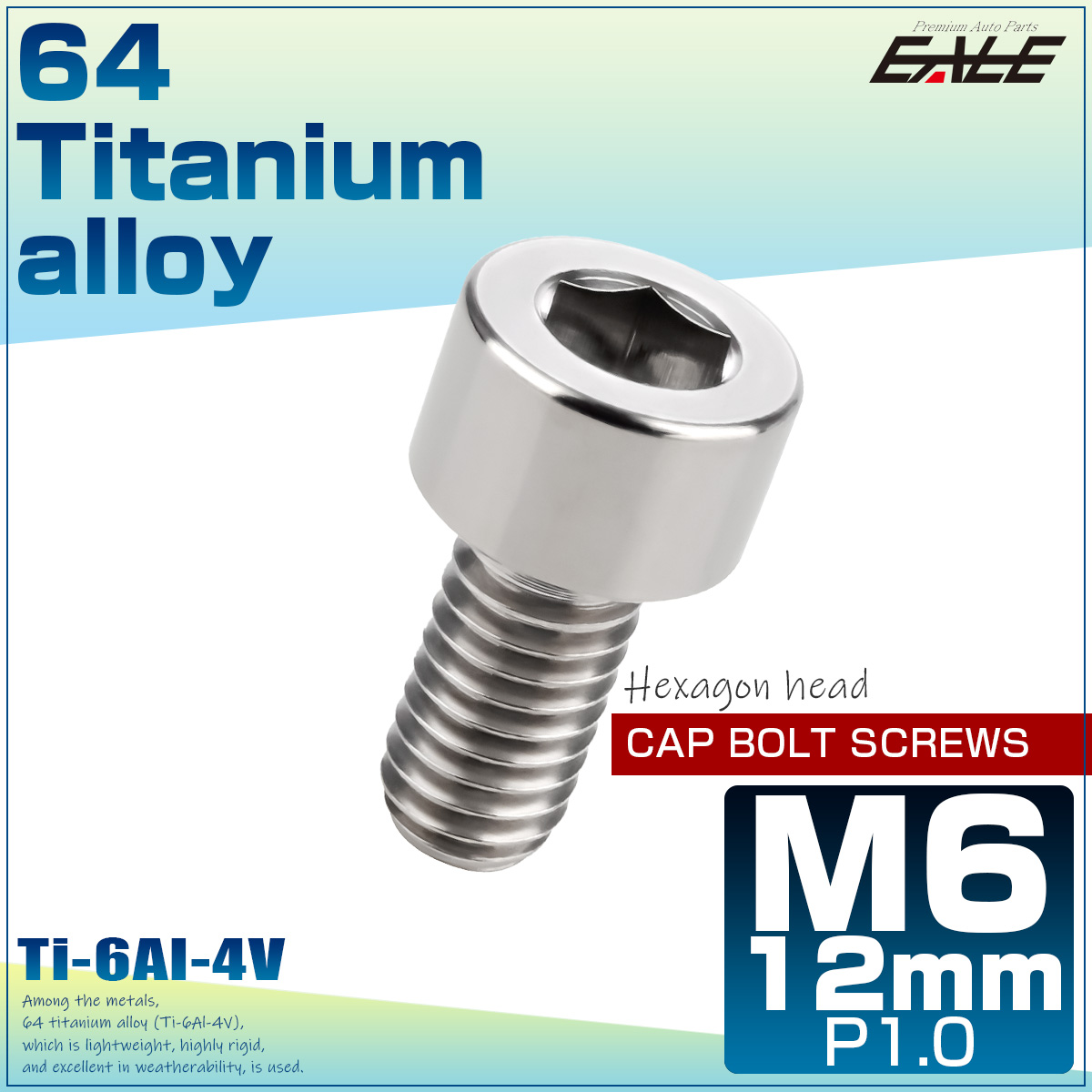 チタンボルト M6×15mm P1.0 キャップボルト 六角穴 キャップスクリュー