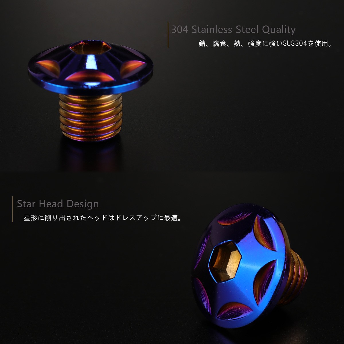 ミラーホールカバー キャップ スターヘッド 2個セット M10×10mm 正ネジ