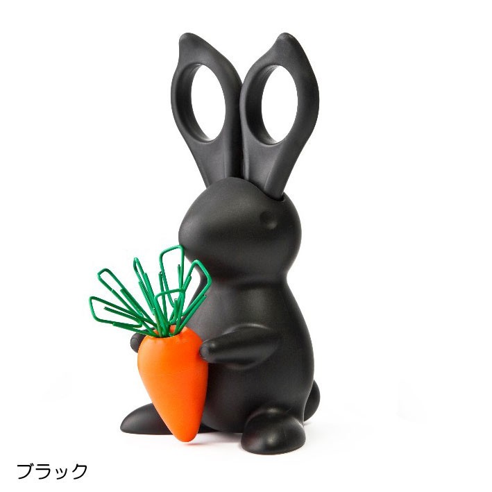QUALY デスクバニーシザーズ&クリップホルダー ブラック はさみ
