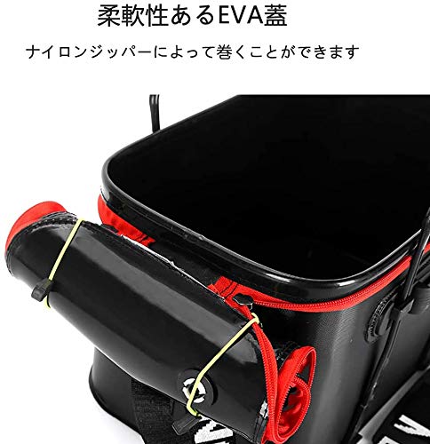 Kirlin fishing bucket baccan folding bucket outdoors folding EVA made high capacity ventilation mesh steering wheel equipped portable (black, 50C
