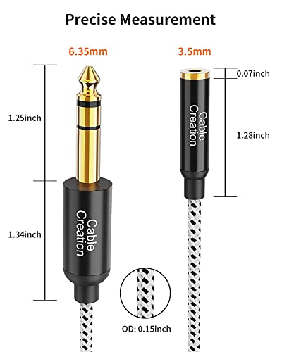 1/4 to 3.5mm head фоно кабель, CableCreation TRS 6.35mm 1/4 мужской to 3.5mm 1/8 женский * стерео re