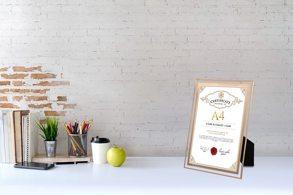  фоторамка a4 Gold почетный сертификат рама стекло specification картина / интерьер / вход / современный / художественное изделие / искусство рама A4 размер (210mmx297mm) настенный 