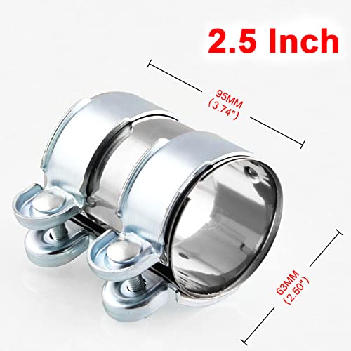 VEHSUN muffler clamp inside diameter 63mm length 95mm muffler joint made of stainless steel exhaust connection pipe all-purpose exhaust tube clamp exhaust band k