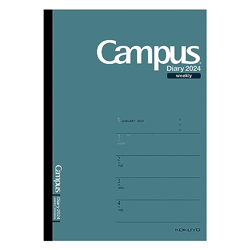 KOKUYO キャンパスダイアリー 2024年版（ダークグリーン）A5ウィークリー ホリゾンタルレフト ニ-CWHDG-A5-24 Campus（KOKUYO） Campus Diary 手帳（文具）の商品画像