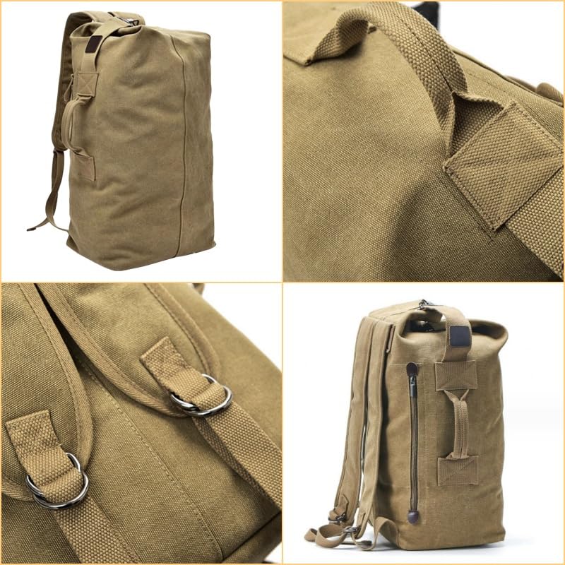 [ luna li] backpack military duffel bag large rucksack men's rucksack outdoor bag simple L, beige (L, beige )